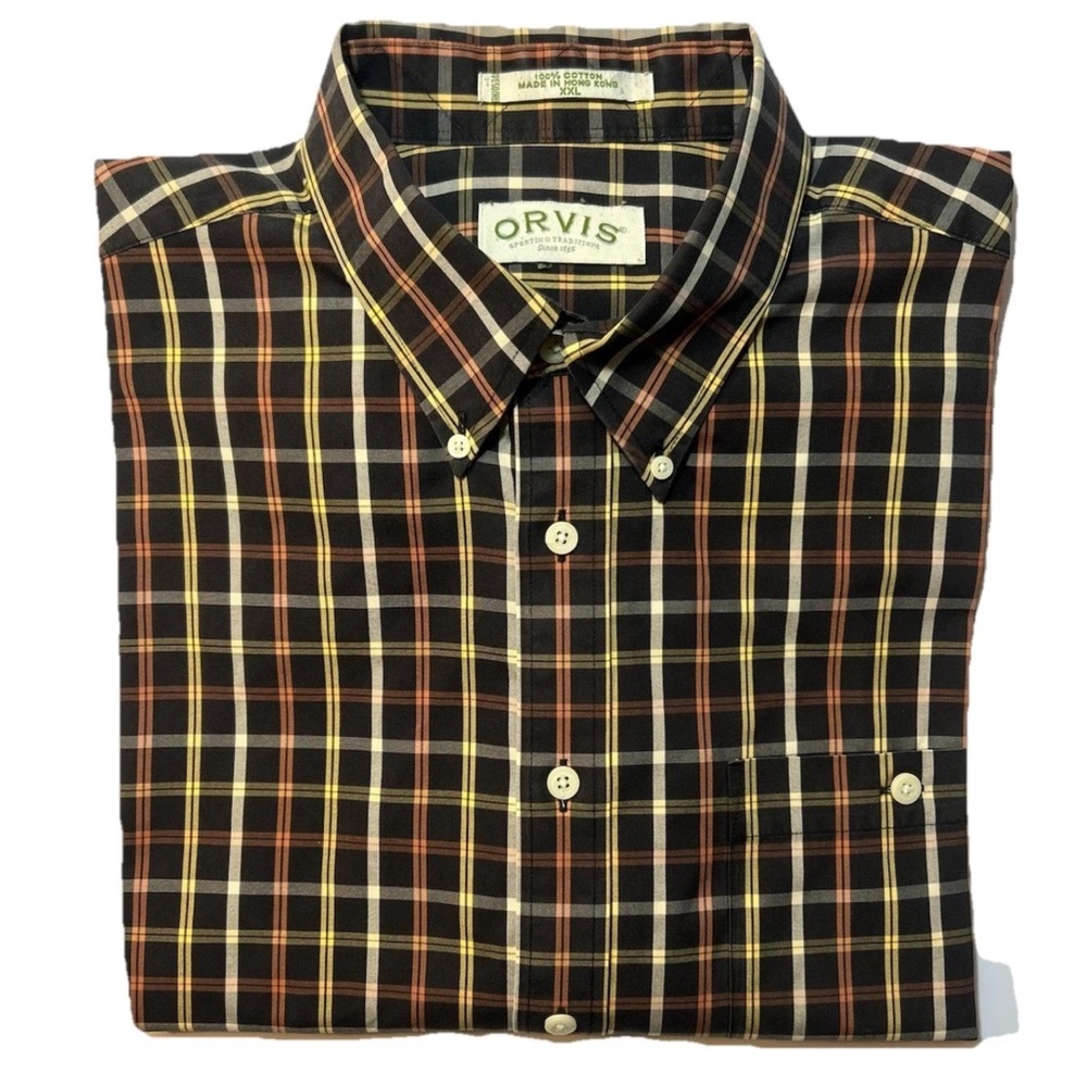 Orvis Men's Shirt XXL - 2XL Long sleeve Black, Red, Yellow